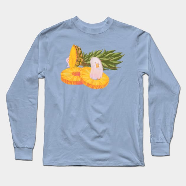 Pineapple and Ghosts Long Sleeve T-Shirt by SarahWrightArt